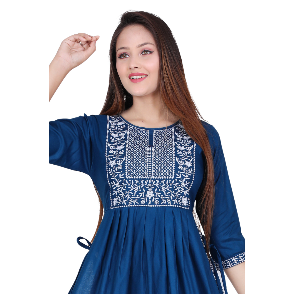 Rajkamal Dresses Women’s Green Embroidered Cotton Kurti – Stylish Ethnic Wear for Festive & Casual Look