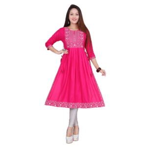 Rajkamal Dresses Women’s Rani Embroidered Cotton Kurti – Stylish Ethnic Wear for Festive & Casual Look